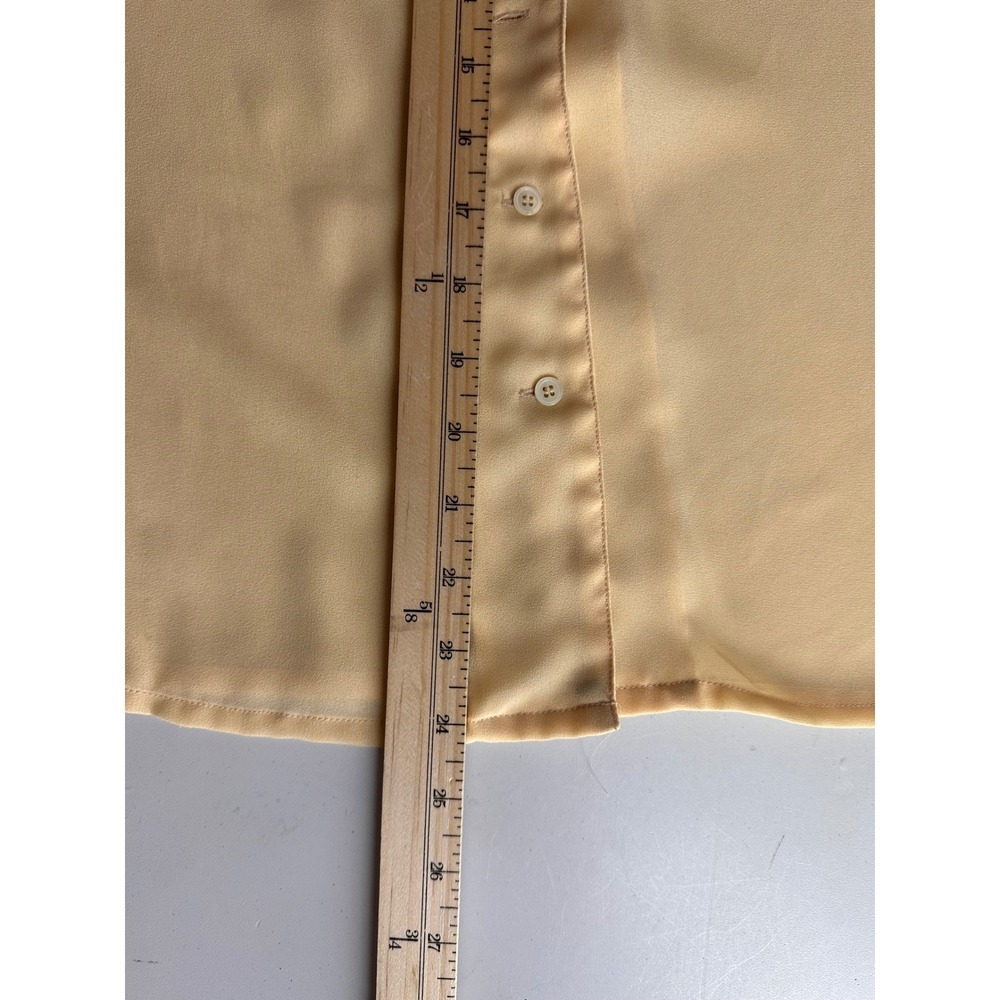 Christian Dior Vintage Yellow Chiffon Button Down Blouse Pleated Shoulder Size 6 - Picture 15 of 16